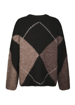 Inga check fluff knit Dark Brown Neo Noir 